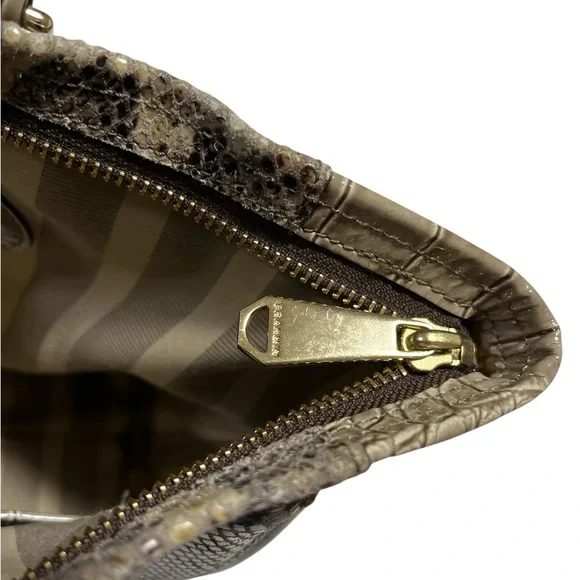 Brahmin Priscilla Satchel Natural Leighton Handbag Purse Snakeskin Turtle Taupe - Picture 6 of 9